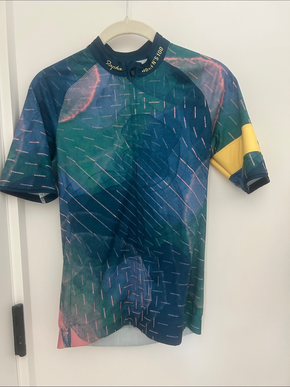 Rapha Short-Sleeve Cycling Jersey in Teal and Yellow Accent